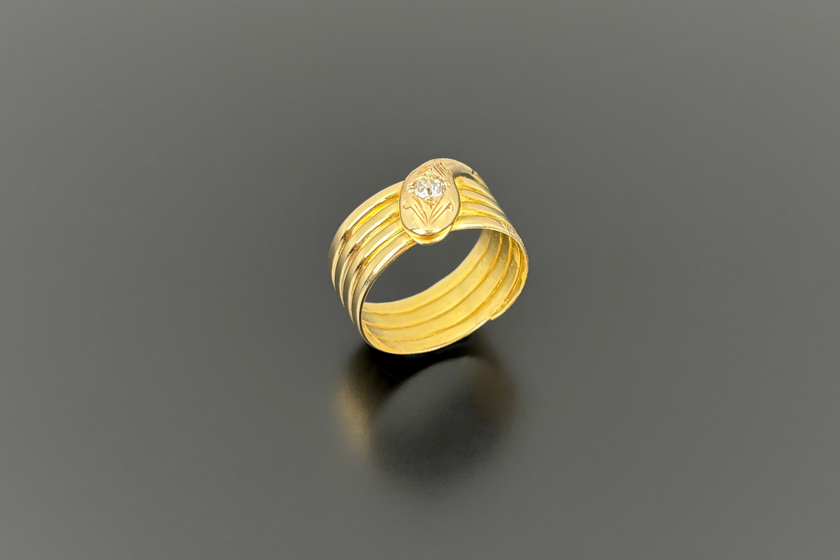 Victorian gold and diamond serpent ring in 18ct gold