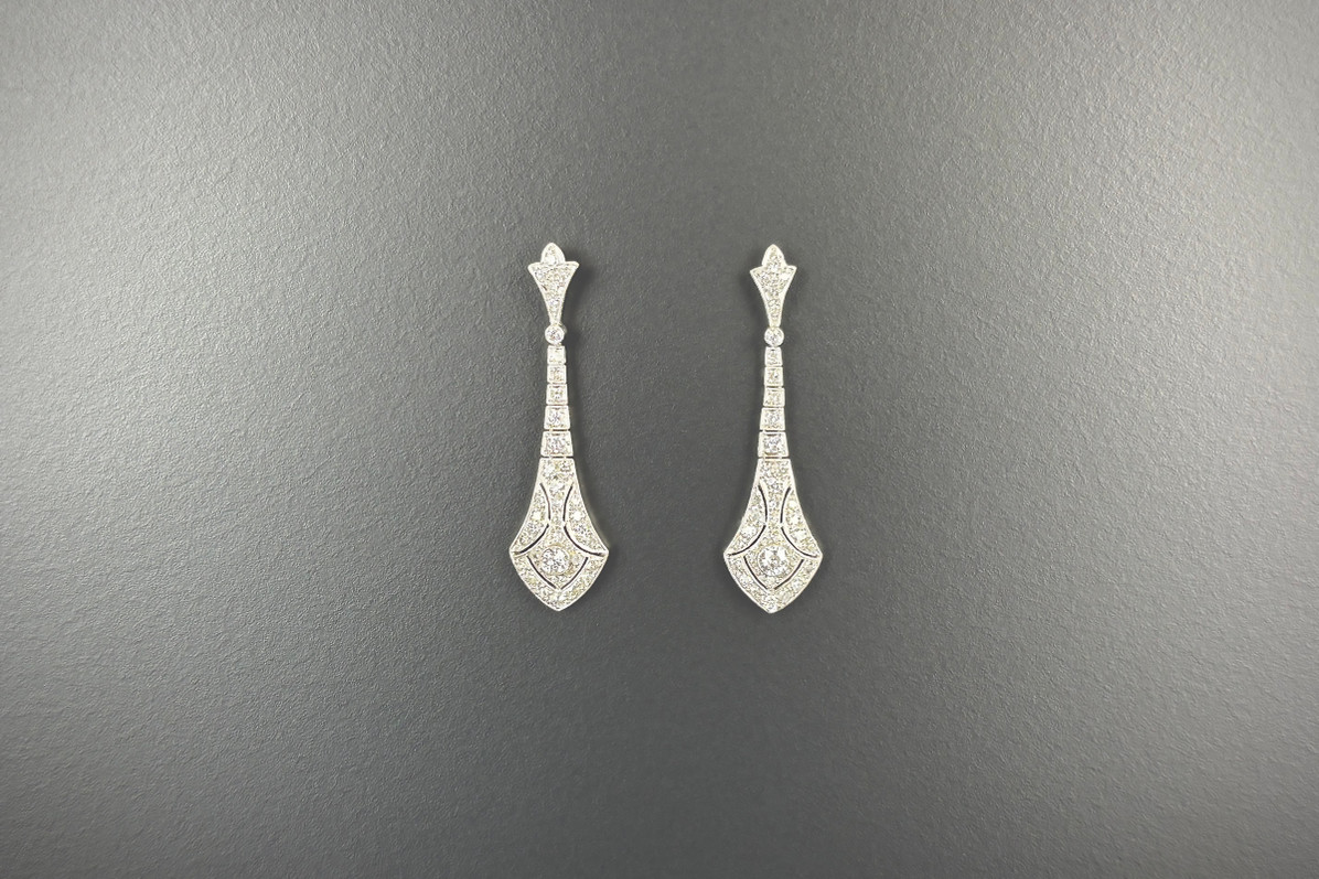  Art Deco Diamond Drop Earrings
