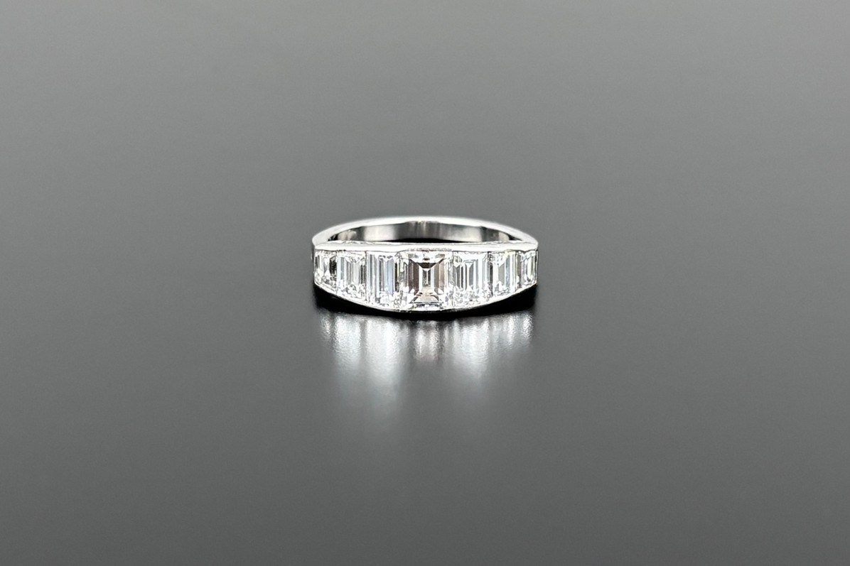 Vintage Seven Stone Emerald Cut Diamond Band
