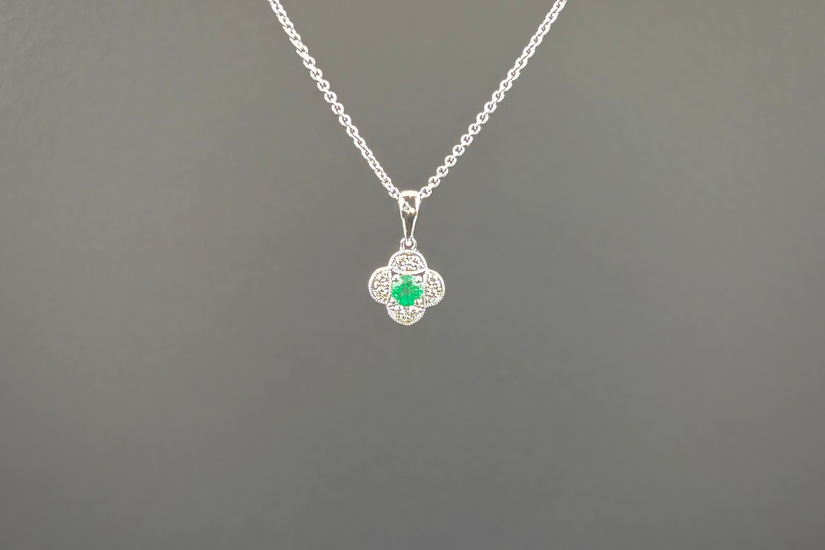 Emerald and Diamond Pendant with chain
