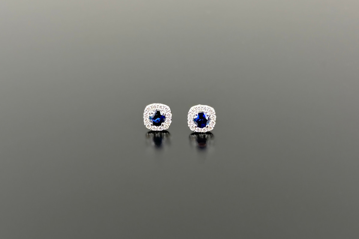 A Sweet Pair of Sapphire and Diamond Cluster Earrings