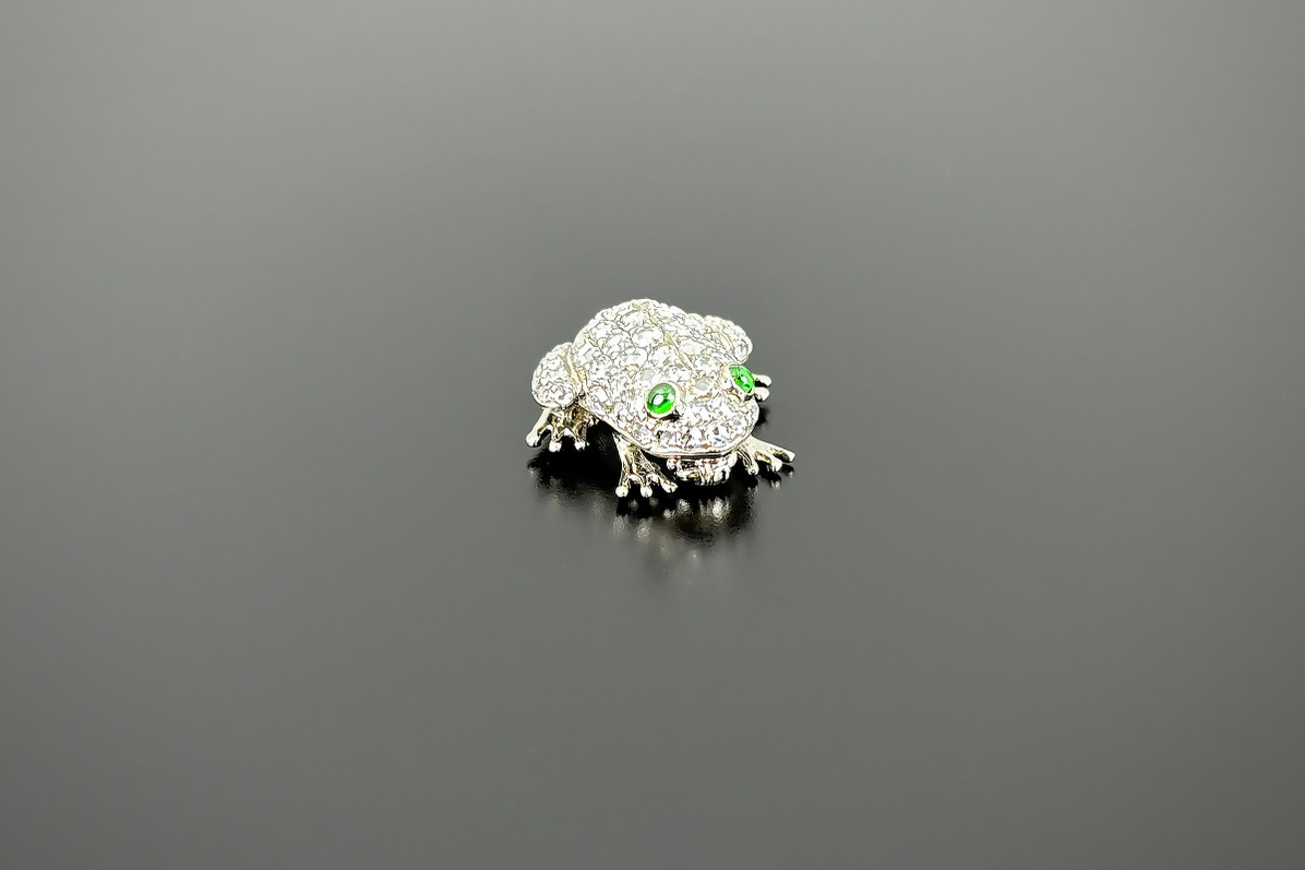 Diamond and Garnet Frog Brooch
