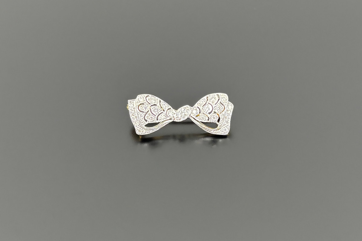 Diamond Bow Brooch