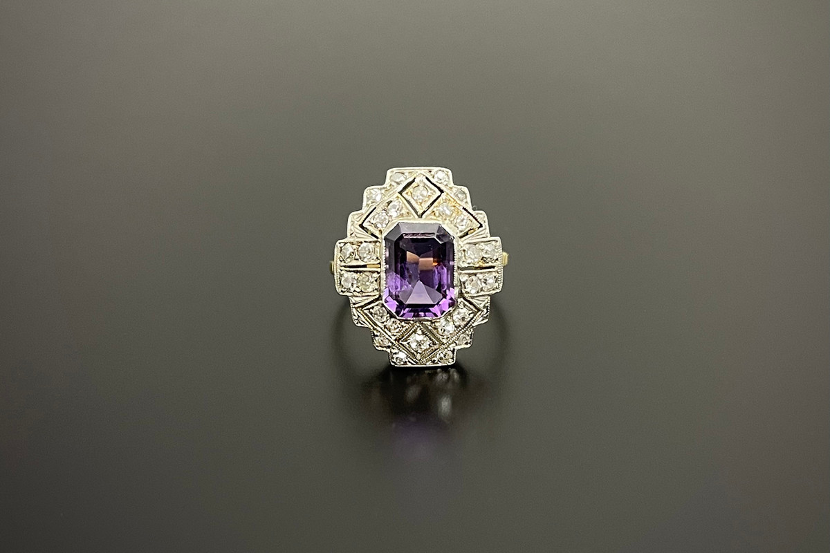A Stylish Amethyst and Diamond Ring
