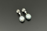 Salt & Pepper Diamond and Tahitian Pearl Earrings