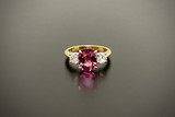 Pink Spinel and Diamond Trilogy Ring