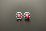 Ruby and diamond cluster earrings