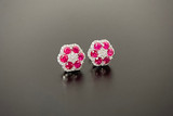 Ruby and diamond cluster earrings