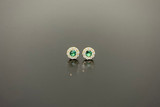 A Dainty Pair of Emerald and Diamond Cluster Earrings