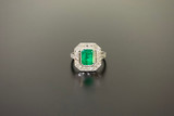 An Exquisite Emerald and Diamond Plaque Ring