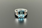 A Fabulous Aquamarine and Diamond Ring.