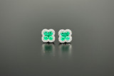 A Divine Pair of Emerald and Diamond Cluster Earrings