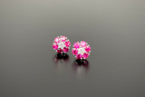 A Wonderful Pair of Ruby and Diamond Cluster Earrings (WG)