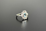 A Divine Art Deco Style Aquamarine and Diamond Plaque Ring