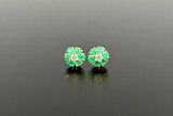 A Lovely Pair of Diamond and Emerald Cluster earrings
