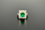 A Fabulous Columbian Emerald and Diamond Plaque Ring
