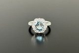 A Wonderful Aquamarine and Diamond Cluster Ring 
