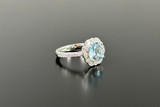 A Wonderful Aquamarine and Diamond Cluster Ring 