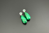 Malachite, Diamond and Emerald Cluster Earrings 
