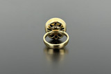 Rose cut diamond and onyx ring in 18ct yellow gold. Back profile.