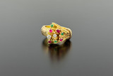  Retro Gold and Gem Set Ring - Front view 
