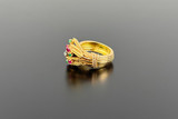 Retro Gold and Gem Set Ring - Side view
