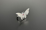 Rose cut diamonds and ruby butterfly ring