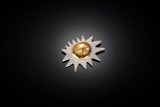 Mirka by Kozminsky Sun Brooch in silver and silver gilt