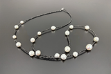 White South Sea Pearls and Black Spinel Necklace.