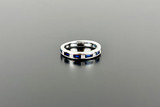 Baguette sapphire and priness cur diamond ring in 18ct white gold