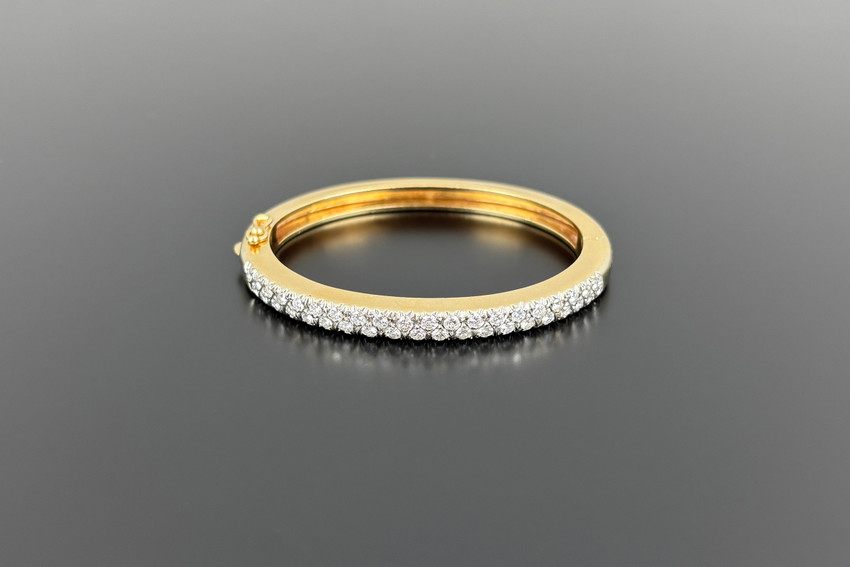 Vintage Gold and Diamond Hinged Bangle 
