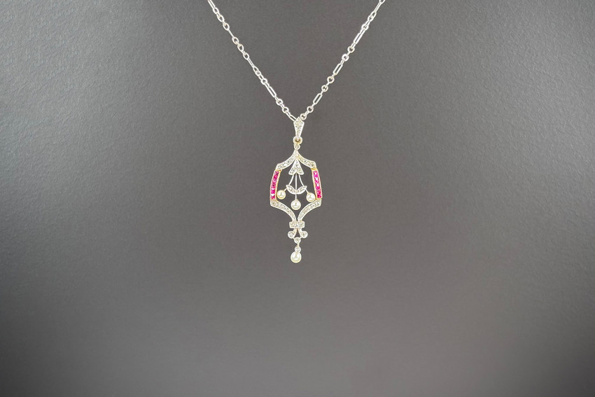 Belle Epoque Ruby and Diamond Pendant