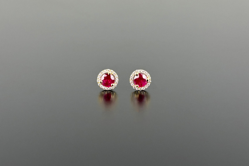 Ruby and Diamond Cluster Earrings
