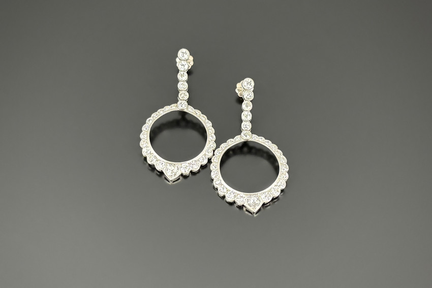 Belle Epoque Diamond Drop Earrings in platinum.
