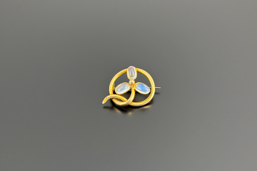 Art Nouveau Gold and Moonstone Brooch
