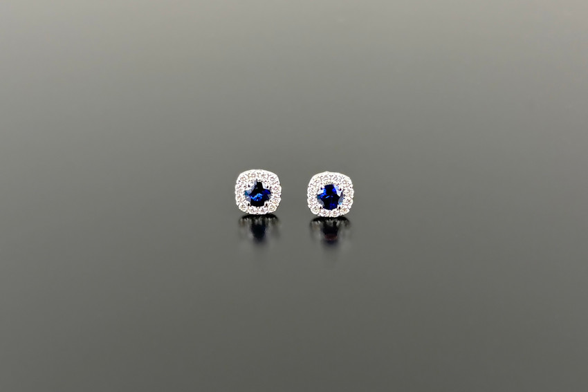 A Sweet Pair of Sapphire and Diamond Cluster Earrings
