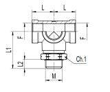 Sirit Brass Swivel Tee M22 Male to 3Port M16 Female - 749 52215B
