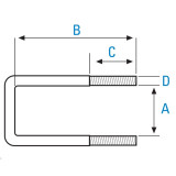 U-Bolt Square 51 x 150mm M12 Galv - 3145