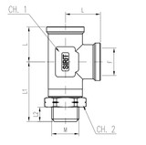 Sirit Brass Run Tee Swivel M16 Male x M16 Female/Female - 725 51615B