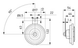 Hella HORN 12V 66W 97mm 400Hz High Tone 115dB - 3AL002 952-811