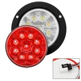 Lamp Tail 4" Red Stop Tail Turn Clear Round Flange Mount - 818CR-9