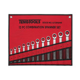 Teng Ratchet Flat Type Comb Spanner Set (8-19mm) 12pc - 6512RSMM