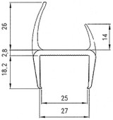 H Seal 27mm x 2700mm Lg Grey - 072027358