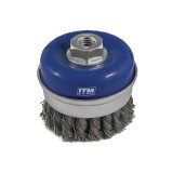 ITM Twist Knot Cup Brush Steel 65mm w/Band - TM7001-065