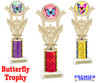 Butterfly theme Trophy. Choice of trophy design and height.  Great award for your spring and Easter pageants, events, competitions, parties and more. H414