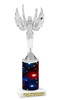 Patriotic trophy with choice of trophy height and column design.  Great for your themed pageants, summer events and contests.  Silver Victory