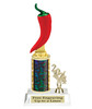 Chili pepper pattern  trophy with choice of trophy height and column. Great for your cooking contests, themed events and more. Current year will be used. Red chili