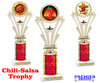Salsa-Chili theme  trophy with choice of trophy height and artwork. Great for your cooking contests, themed events and more. h416