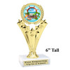 Summer - Beach theme trophy.    6" tall. Choice of art work and base.  Includes free engraving  h501