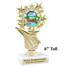 Summer - Beach theme trophy.    6" tall. Choice of art work and base.  Includes free engraving  696